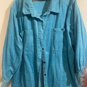 Roaman's Sky Blue Corduroy Shirt